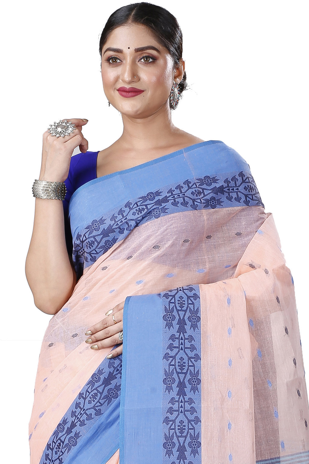 Peach Pure Cotton Apurva Tant Saree (1062)